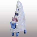 Stadtmusikanten mit Regenmantel Keramik Einzelstück